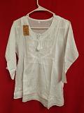Solid White Cotton White Thread Detail Kurti Tunic (M-L) #6231510